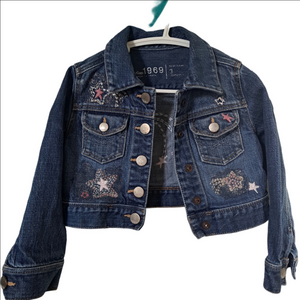 3/35$ GAP Kids Denim Jacket with Embroidered Stars & Shooting Star (3T Girls)